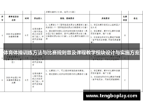 体育体操训练方法与比赛规则普及课程教学模块设计与实施方案